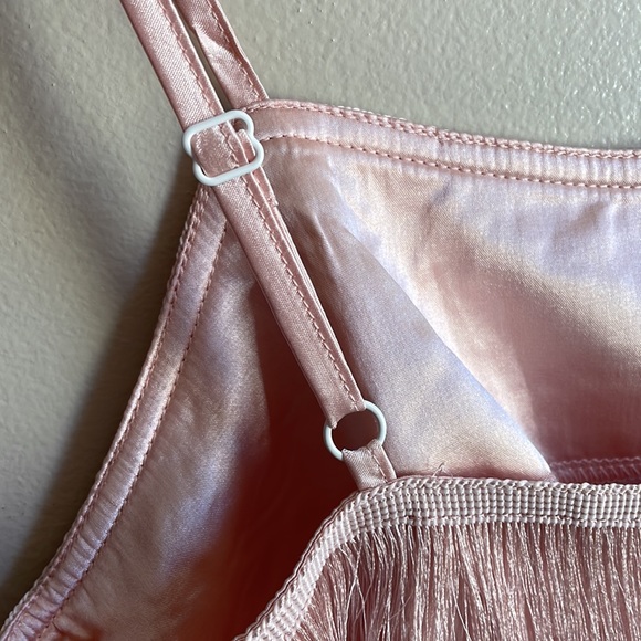 NWT SML pale pink silky tassel fringe deep V gatsby salsa various sizes imOgen - Picture 15 of 15